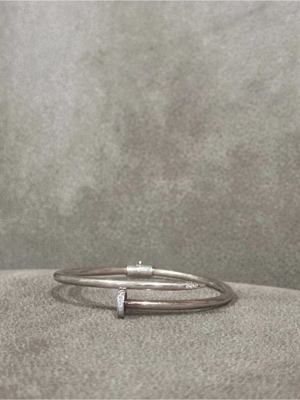 925 Sterling Silver Nail-Style Open Cuff Bracelet with Pavé Accents